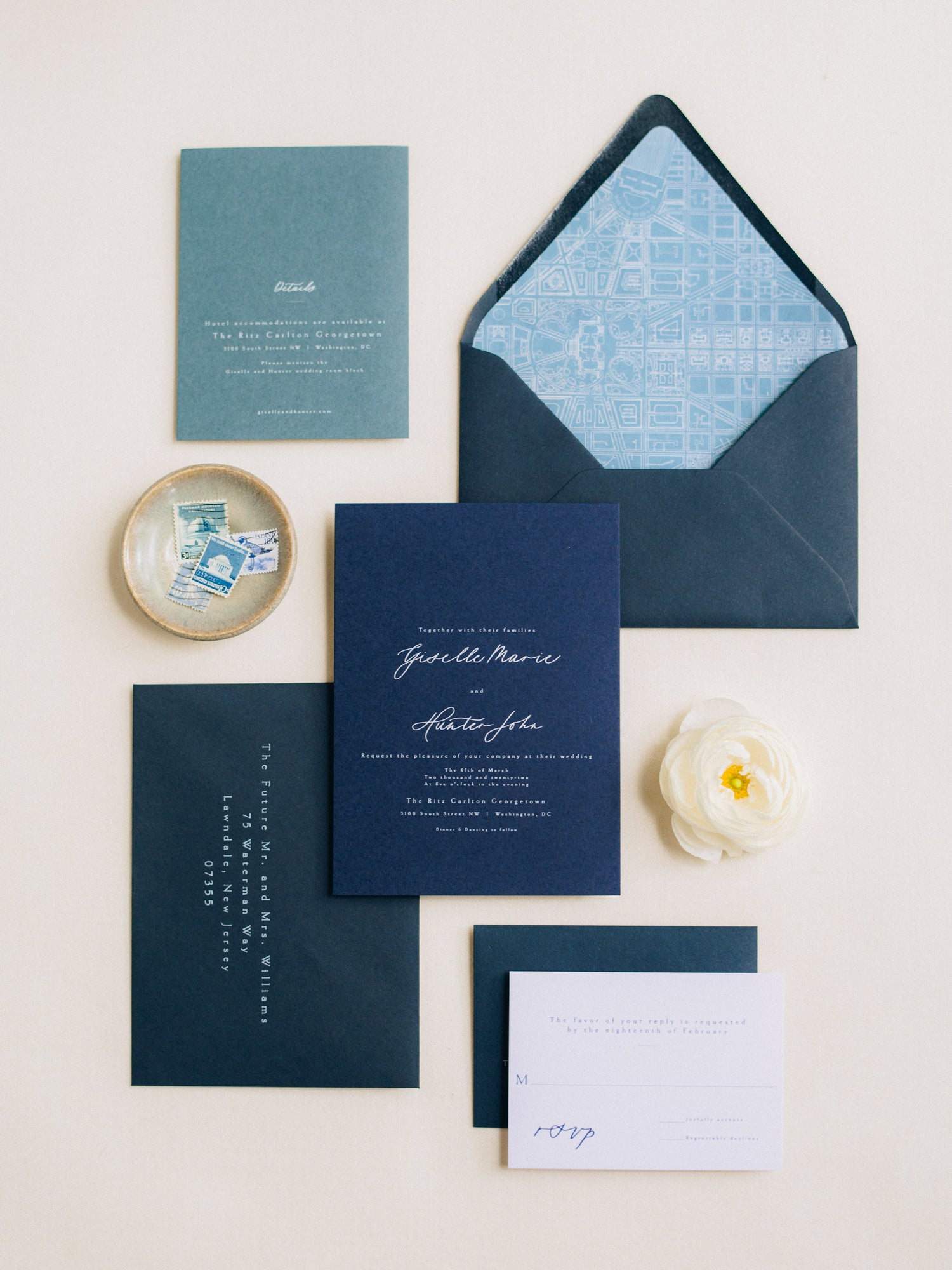 Modern Blue Wedding Invitations