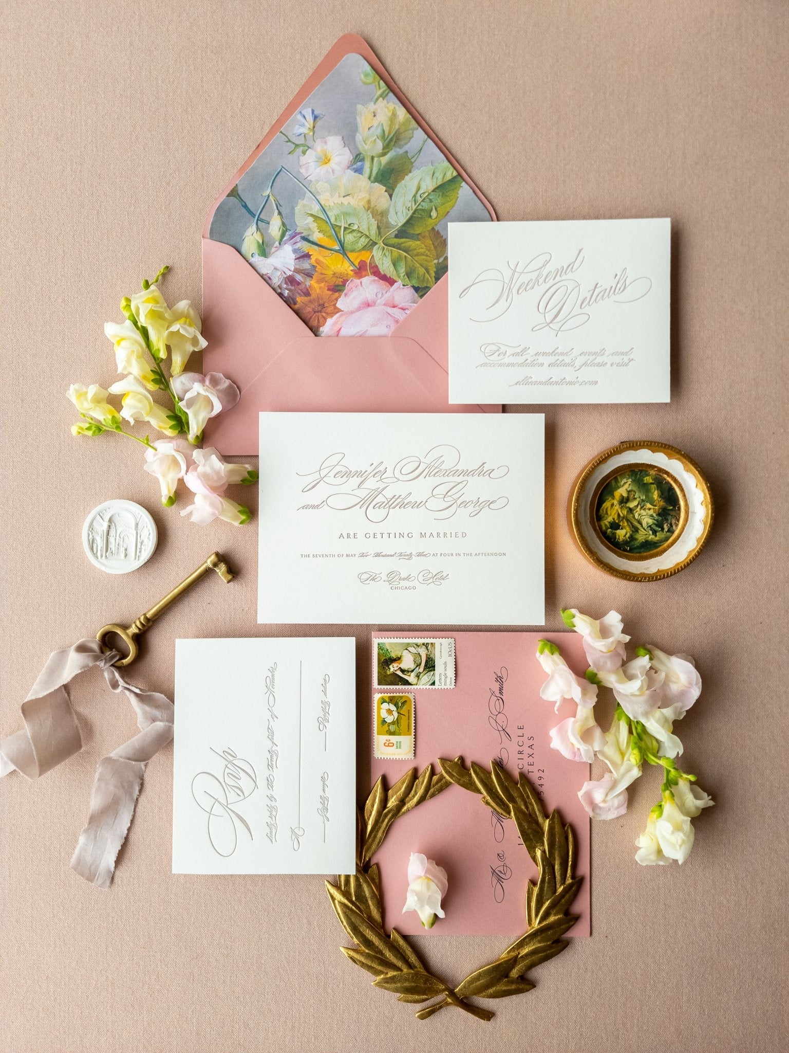 Elegant Script Wedding Invitations - Two - Piece - Lively House & Home - Wedding Invitations