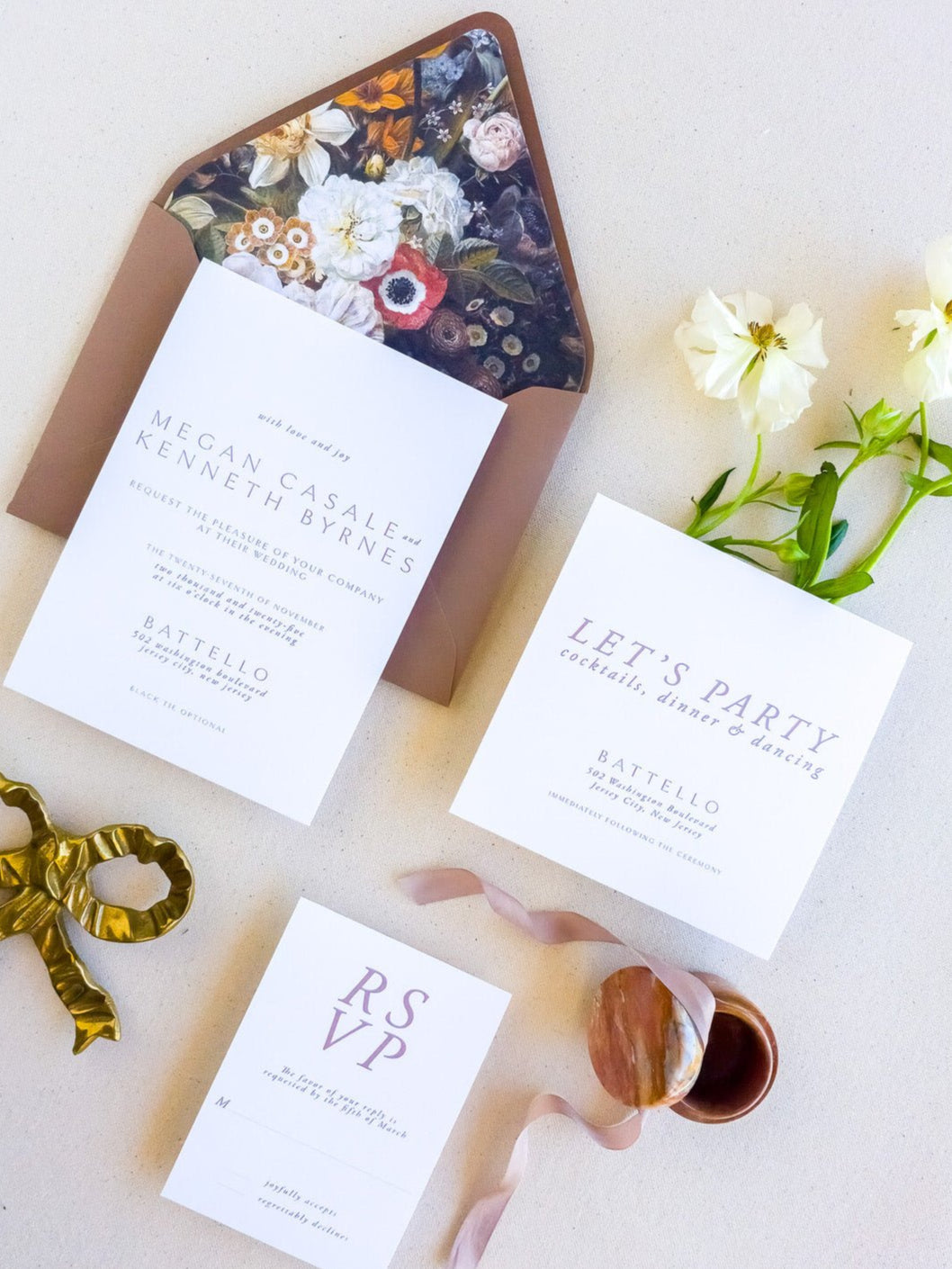 Modern Romantic Wedding Invitation - Two - Piece - Lively House & Home - Wedding Invitations