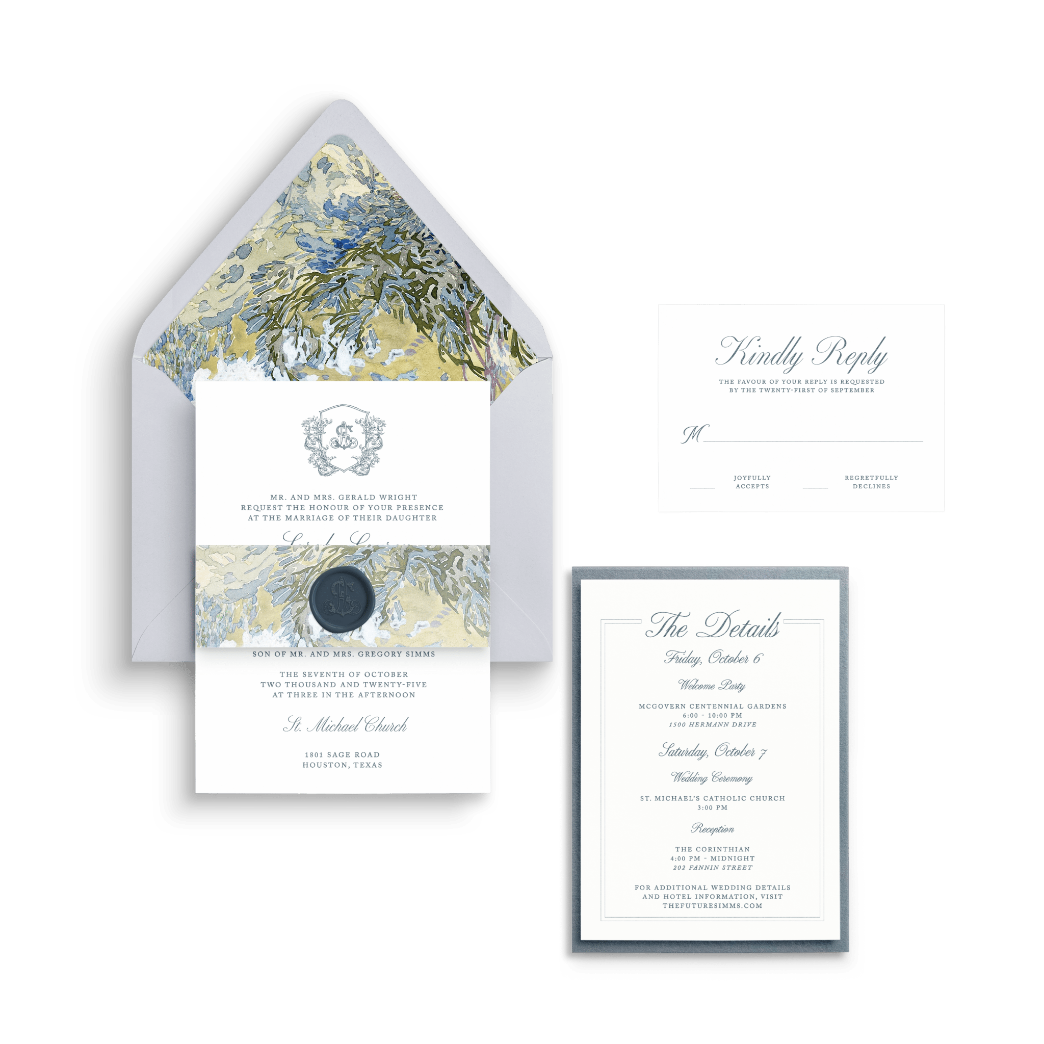 Monogram Crest Wedding Invitation, Classic Wedding Invitations, Elegant Wedding Invitations, Simple Wedding Invitations, Modern Wedding Invitations,  Modern Wedding Invites