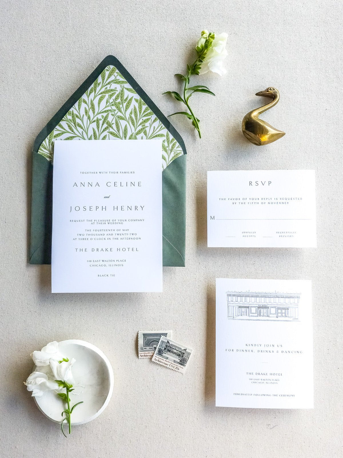Venue Illustration Wedding Invitations - Two - Piece - Lively House & Home - Wedding Invitations