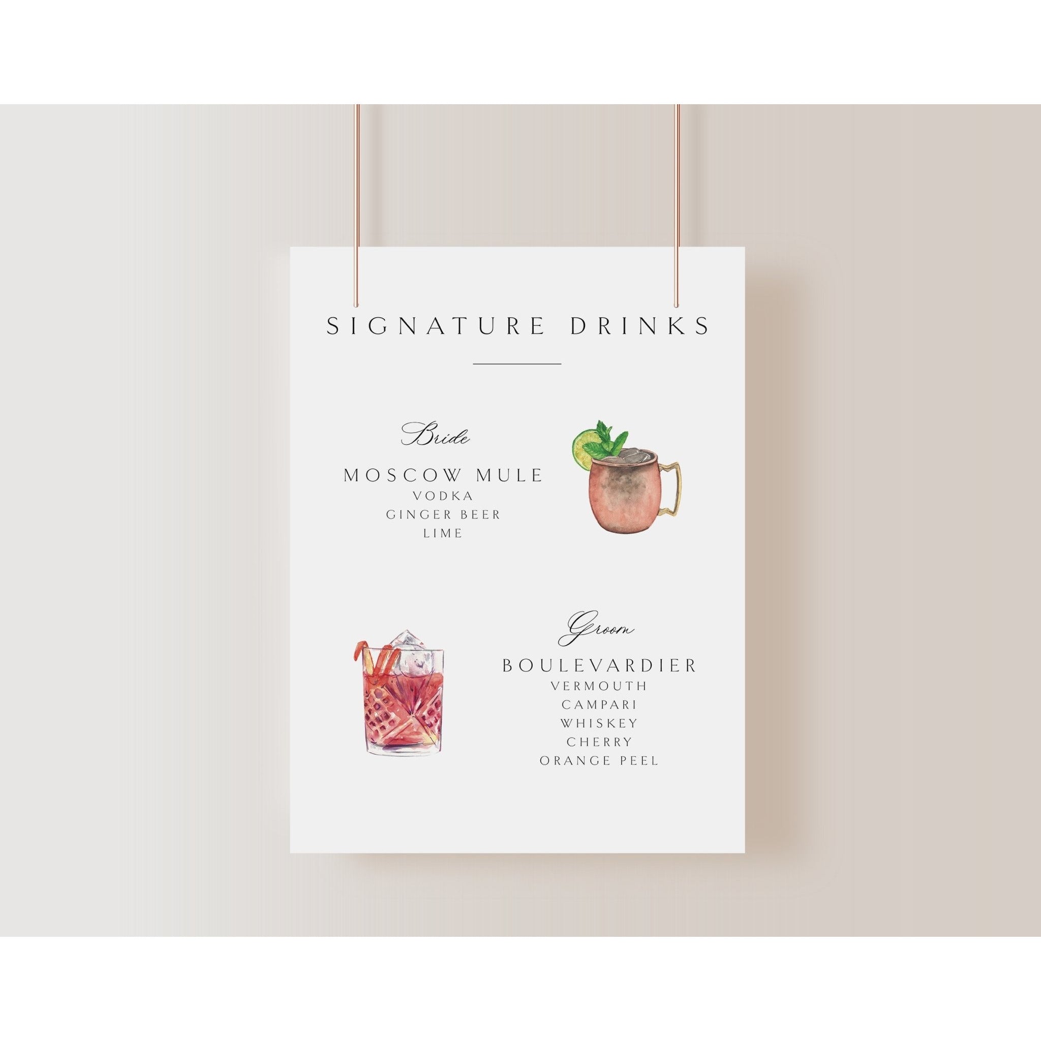 Wedding Signature Drinks Sign - Lively House & Home - Wedding Invitations