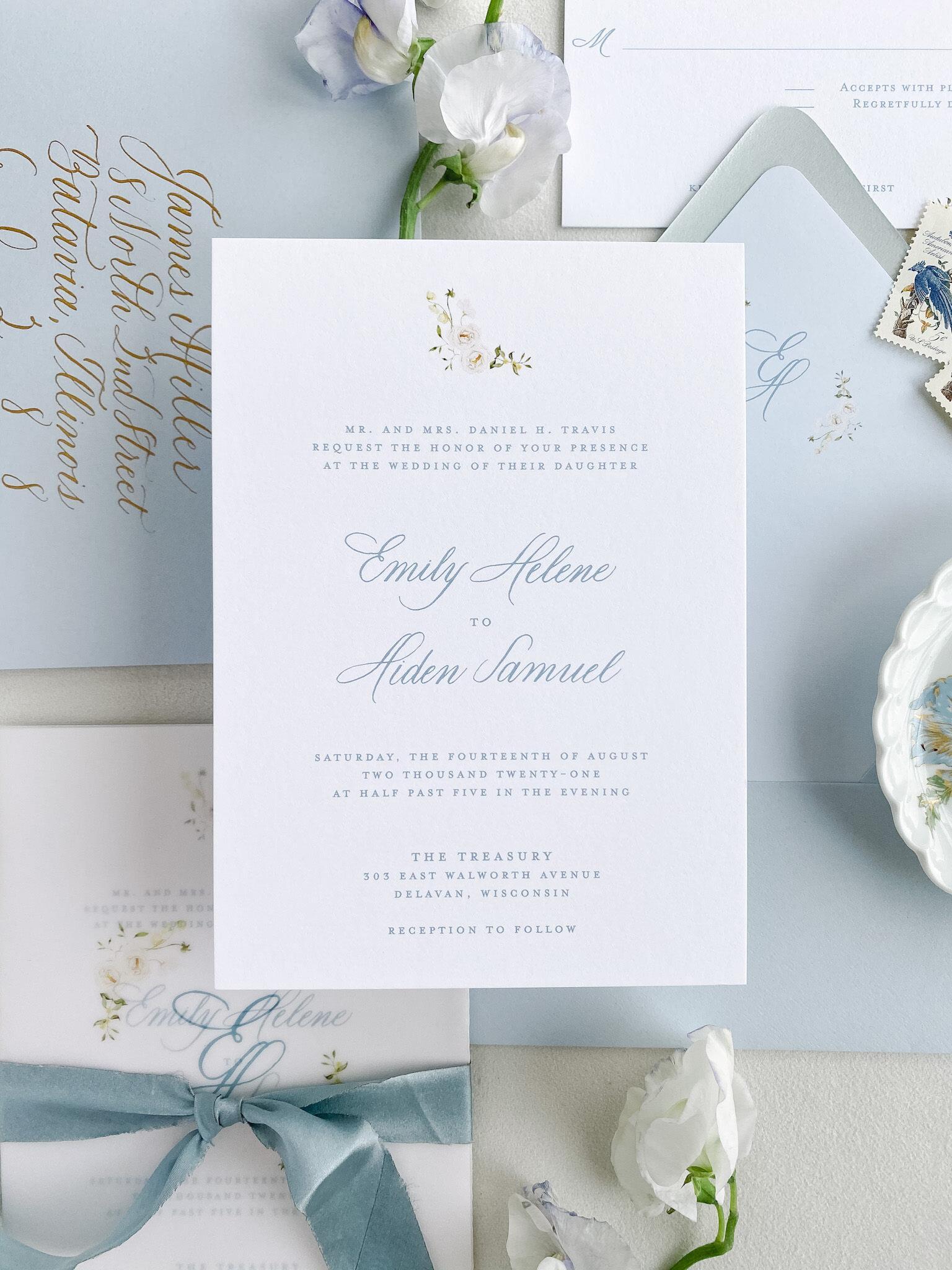 Blue Monogram Wedding Invitations - Lively House & Home