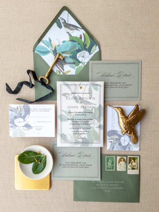 Forest Green Wedding Invitation Suite – Lively House & Home