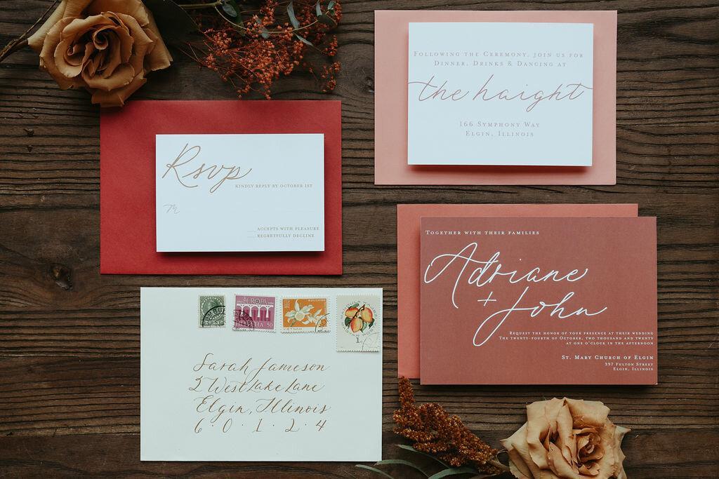 Modern Wedding Invitations - Persimmon Perfection - Lively House & Home