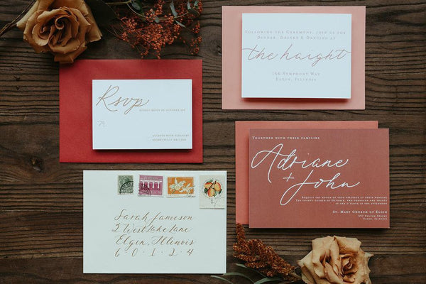 Modern Wedding Invitations - Persimmon Perfection - Lively House & Home