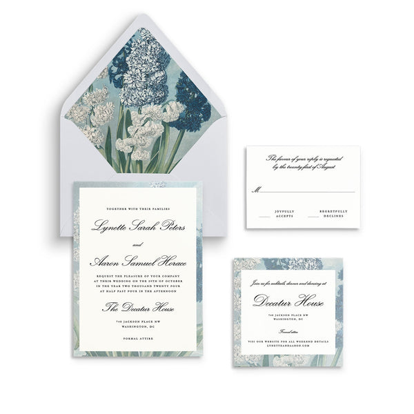 Classic Script Wedding Invitation with Printed Border - Lively House & Home - Wedding Invitations