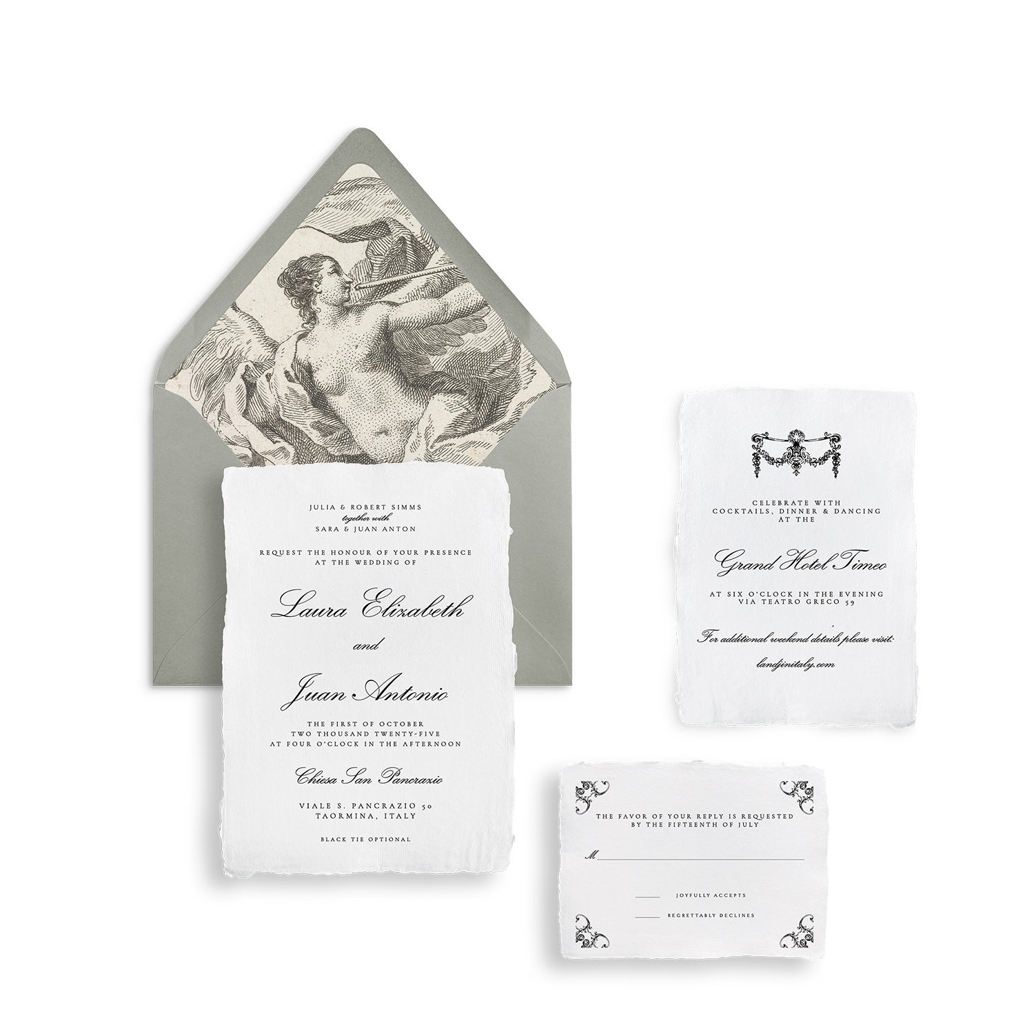 Italian Angel Wedding Invitations (Copy) - Lively House & Home - Wedding Invitations