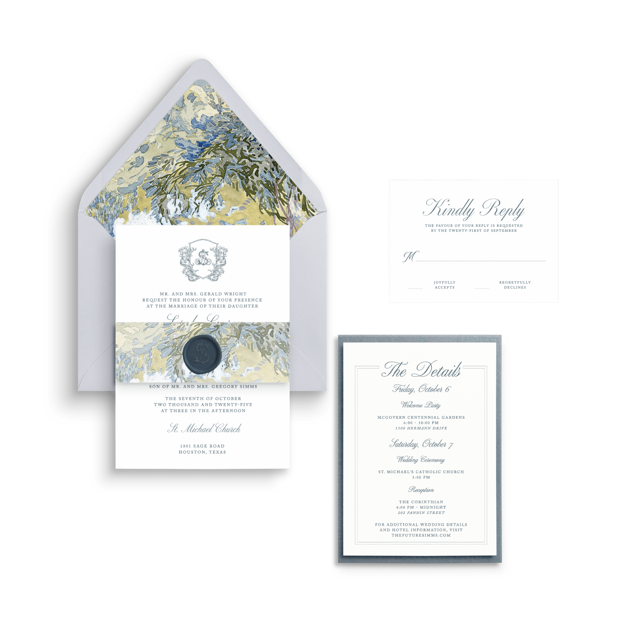 Monogram Crest Wedding Invitation - Lively House & Home - Wedding Invitations