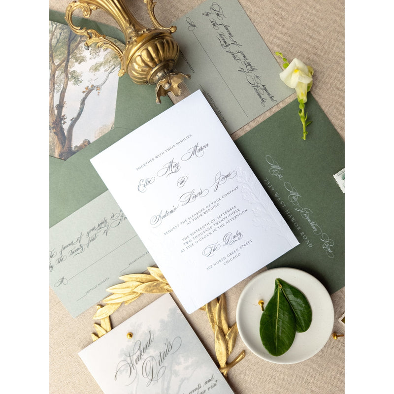 Vintage Greenery Wedding Invitations - Lively House & Home - Wedding Invitations