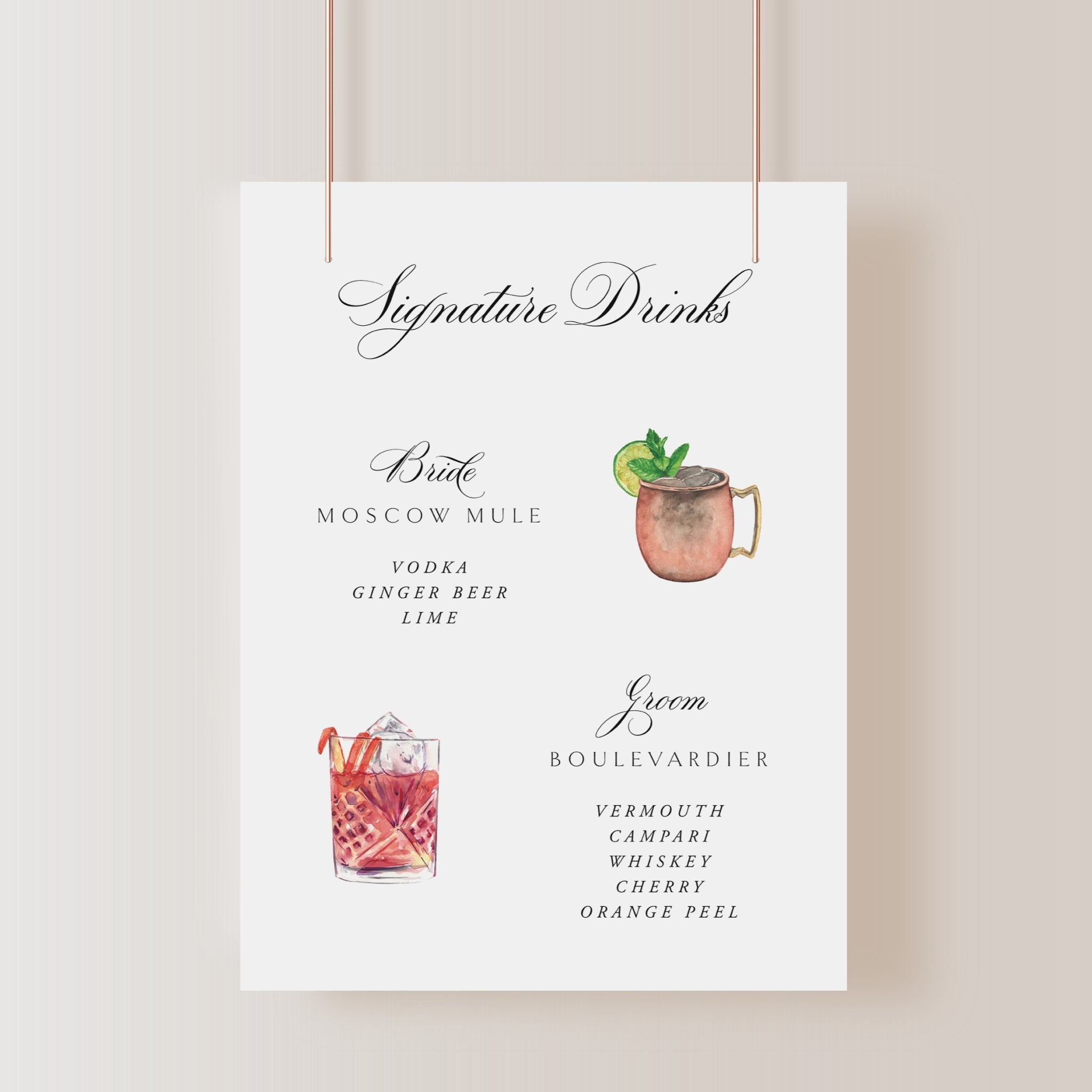 Wedding Signature Drinks Sign - Lively House & Home - Wedding Invitations